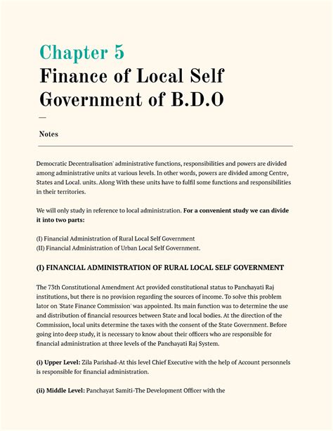 Chapter 5-Finance of Local Self Government of B - D ___ Notes