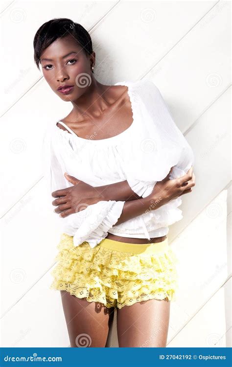 Black Model In Lingerie Stock Photo Image Of Lace Fitting