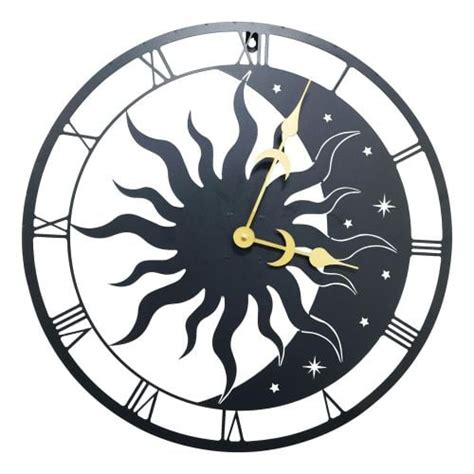 Sun And Moon Silhouette Wall Clock Celestial Timepiece