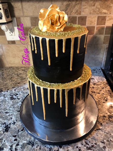 Black and Gold Drip Cake