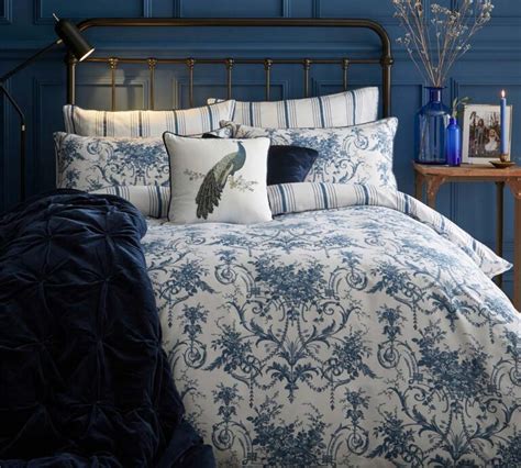 Laura Ashley Pussy Willow Sprig Embroidered Midnight Duvet Set Jones And Tomlin