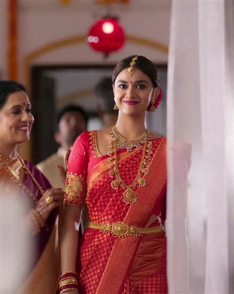 Keerthy Suresh In Red Traditional Saree Ritzystar