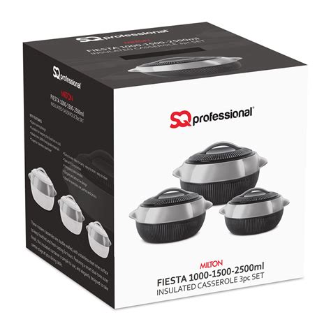 SQ Professional Fiesta Insulated Hot Pot Set Pc Black Silver L L L