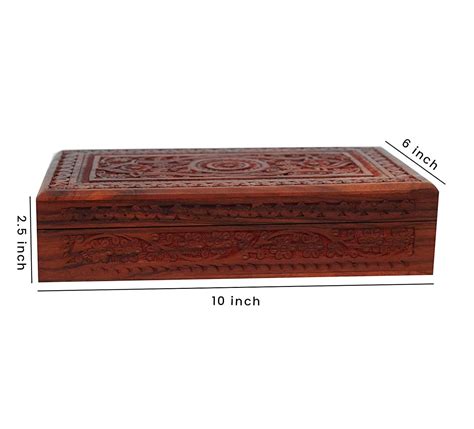 Handmade Sheesham Wood Storage Box Hand Carved Jewelry Box B1 25 X 10 X