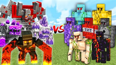 1vs100 Overpowered Golem Vs All Golems In Minecraft Mob Battle Youtube