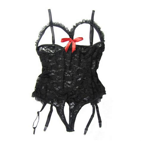 Sexy Women S Cupless Teddy Babydoll Lace Lingerie Bodysuit With Garter