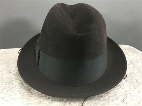 Vintage 1950s 60s Mens Stetson Hat Charcoal Brown Black Felt