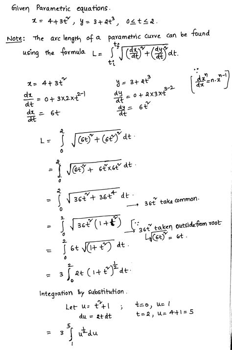 Solved Find The Exact Length Of The Curve Described By The Parametric