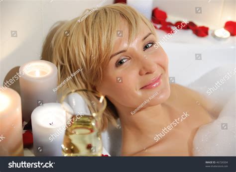 Nude Woman Foamy Bath Petals Roses Stock Photo Shutterstock