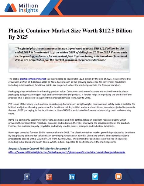 Ppt Plastic Container Market Size Worth Billion By