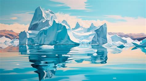 Premium AI Image | oil painting icebergs in the sea