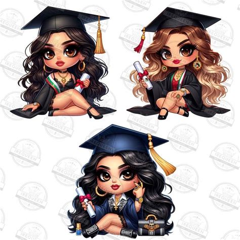 Para Mi Familia Chicano Png Bundle Graduation Chibi Style Png Educated Latina Girls Png Cholo