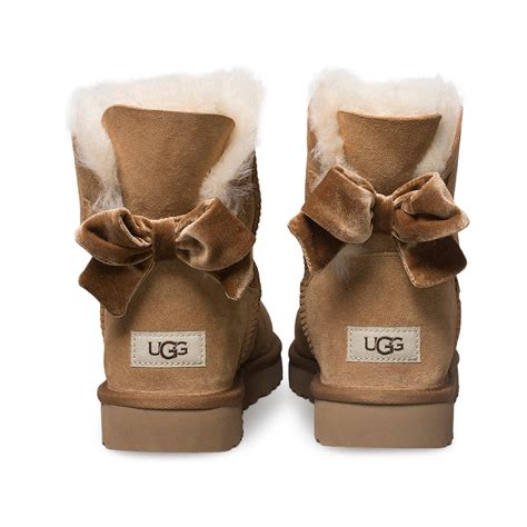 Ugg Mini Bailey Bow Ii Velvet Ribbon Chestnut Boots Womens Mycozyboots