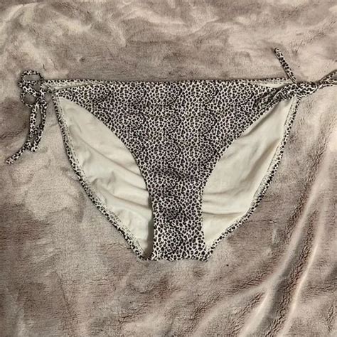 Xhilaration Bikini Bottoms Womens XLTie Side Leopard Print Swimsuit Summer White EBay