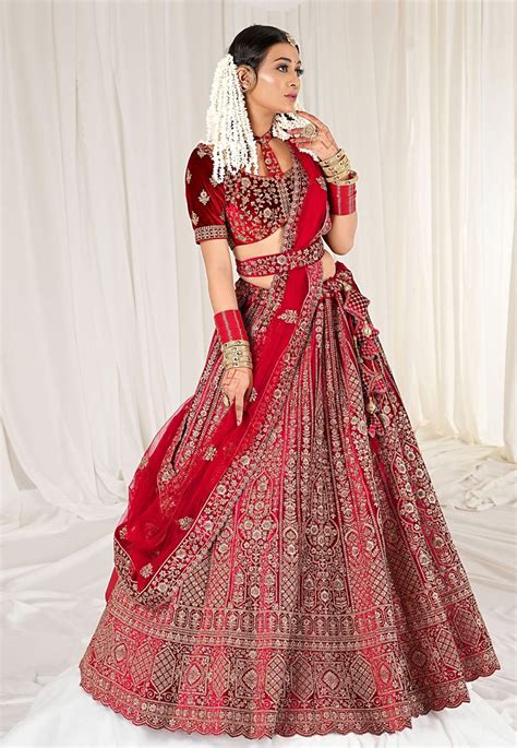 Red Velvet Bridal Lehenga Choli 271485