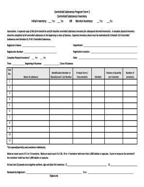 Fillable Online Biennial Initial Controlled Substance Inventory Form