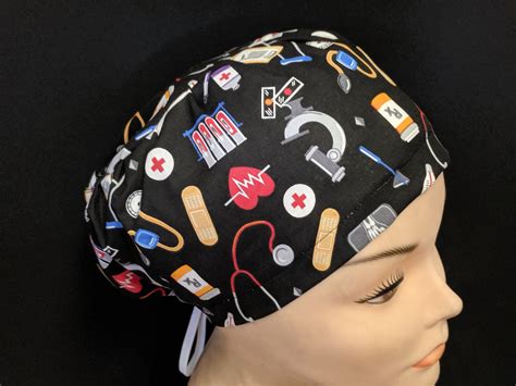 Surgical Cap Women Medical Icons Euro Close Fit Style Scrub Etsy