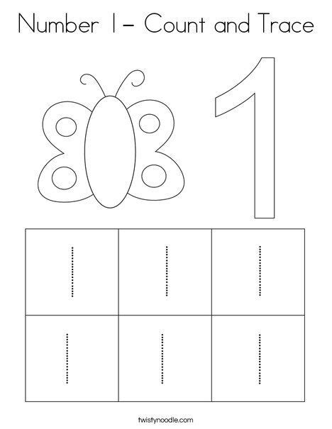 Number Count And Trace Coloring Page Twisty Noodle Numbers