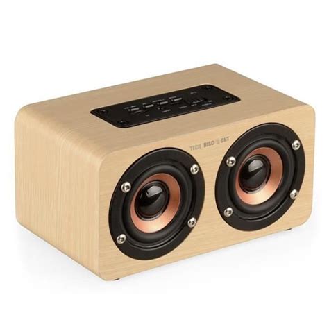 TD Enceinte Hi Fi Bluetooth En Bois Haut Parleur Jaune Apparence