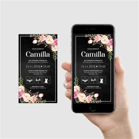 Convite Chá de Lingerie Casamento arte Digital Elo