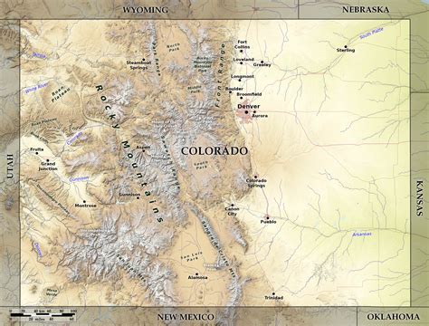 Blue Green Atlas Free Relief Map Of USA Colorado