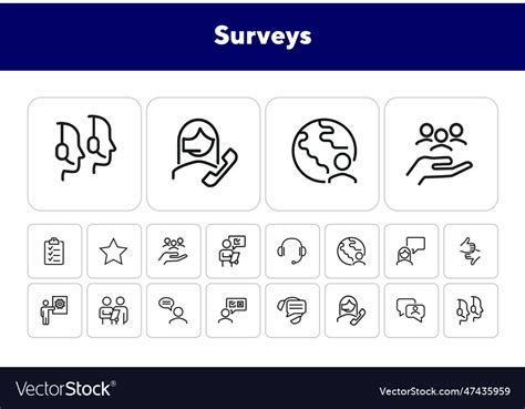 Surveys Line Icon Set Royalty Free Vector Image