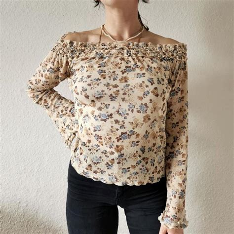 Beautiful Floral Print Off Shoulder Blouse With Bell Depop