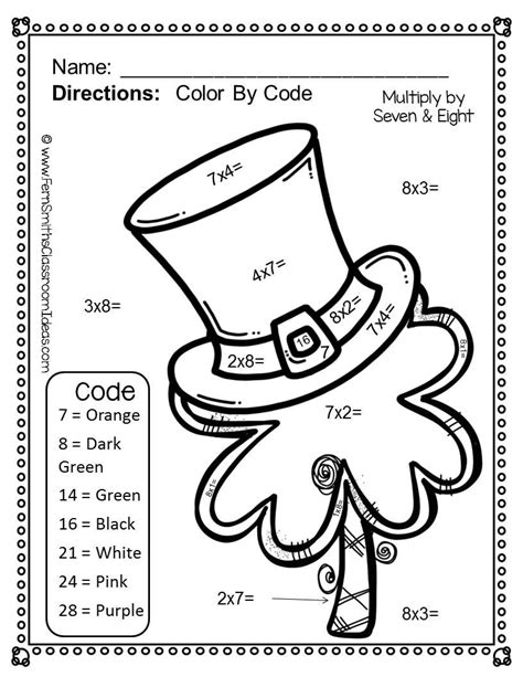 St Patricks Day Multiplication Worksheet Printable Calendars AT A GLANCE