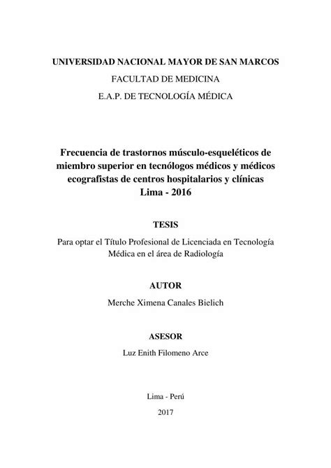 Pdf Frecuencia De Trastornos M Sculo Esquel Ticos De Miembro