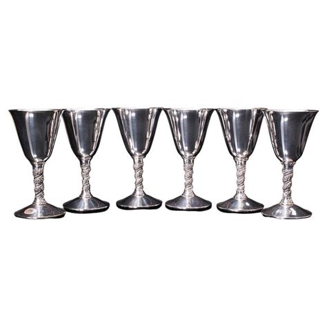 Set Of 6 Vintage Sherry Goblets Spanish Silver Plate Celebration Liqueur Tot For Sale At 1stdibs