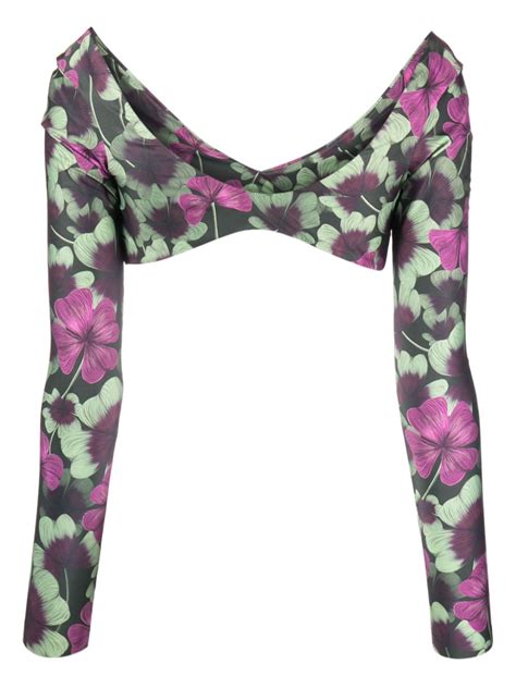 Agua By Agua Bendita Alfonsina Fortuna Floral Print Bikini Top Green FARFETCH