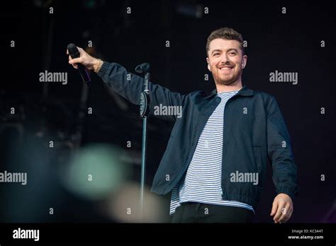 The English singer, songwriter and musician Sam Smith performs a live