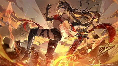 Blue Eyes Cat Girl Dark Skin Belly Yolanda Ass Genshin Impact