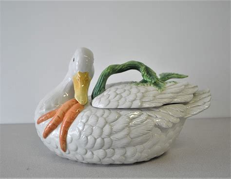 Vintage Rare Fitz Floyd Classics Le Canard Duck Swan Goose Soup