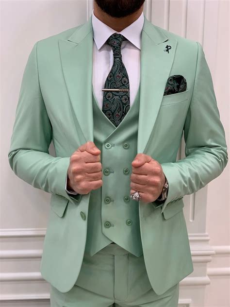 Light Green Slim Fit Groom Wedding Suit For Men By