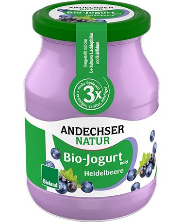 Bio Jogurt Mild Heidelbeere Cassis Fett G Andechser Natur