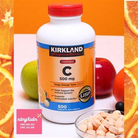 Viên ngậm Vitamin C KIRKLAND Signature Chewable 500mg 500 viên