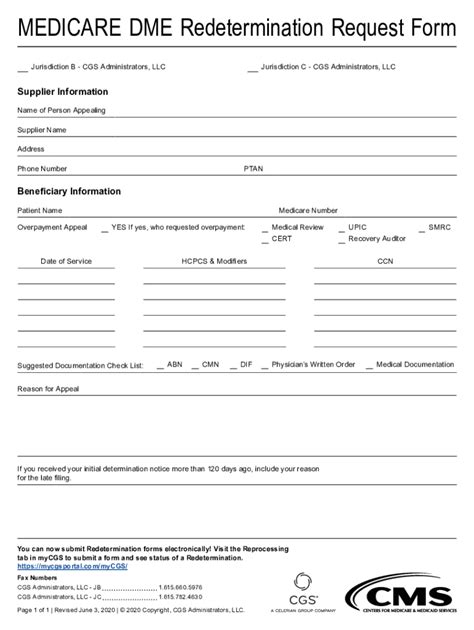 Cms Medicare Dme Redetermination Request Form Fill Online