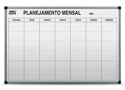 Quadro Lousa Branco X Planejamento Mensal Alum Nio Frete Gr Tis