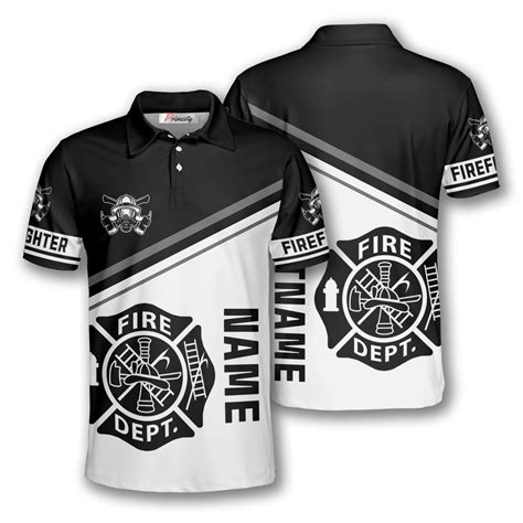 Firefighter Logo Black White Custom Firefighter Shirts For Men Primesty