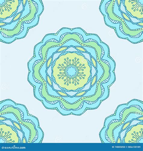 Seamless Pattern With Ornamental Flowers In Beautiful Gentle Colors