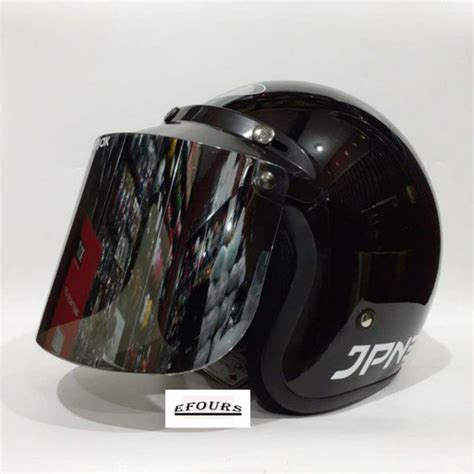 Jual Helm Bogo Retro Jpn Arc Hitam Glossy Kaca Flat Datar Silver Kota