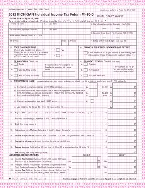 Fillable Online Michigan Individual Income Tax Return Mi