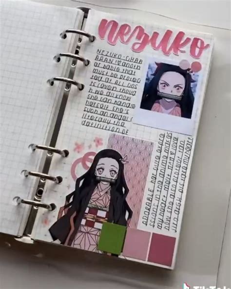 Nezuko Anime Journal Page Libreta De Apuntes Cuaderno De Recortes Artístico Hacer Portadas