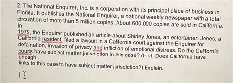 Solved The National Enquirer Inc Is A Corporation With Its Chegg