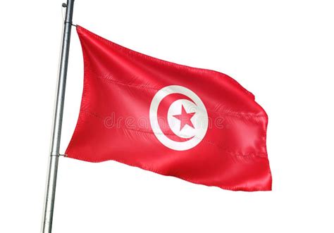 Tunisia National Flag Waving Isolated On White Background Realistic 3d