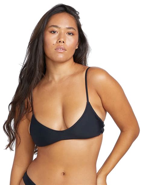 Volcom Simply Solid Crop Bikini Top Black