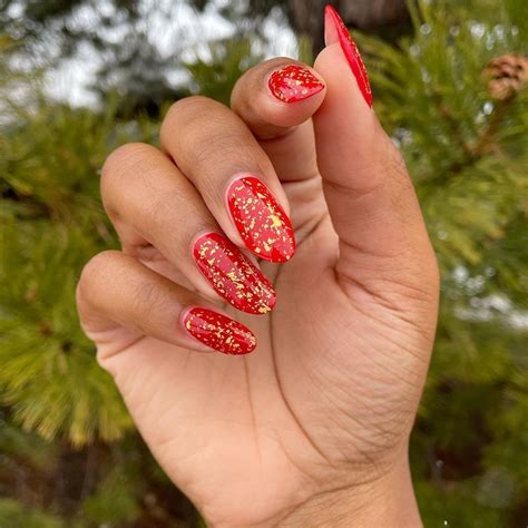 Red And Gold Nails Design