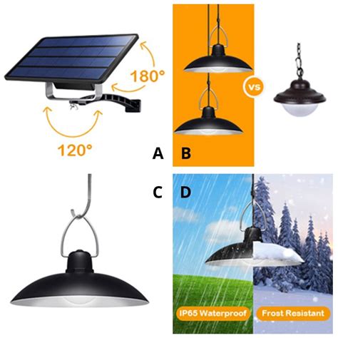 Waterproof Double Head Solar Pendant Light Outdoor Indoor Solar Lamp With Cable