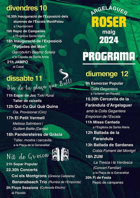 Programa De La Festa Del Roser Ajuntament D Argelaguer